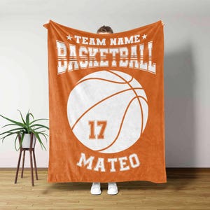 Couverture de basket-ball personnalisée, cadeau de basket-ball pour équipe, couverture avec nom personnalisé, couverture de sport, cadeau pour les amateurs de basket-ball, cadeau d&#39;équipe de basket-ball