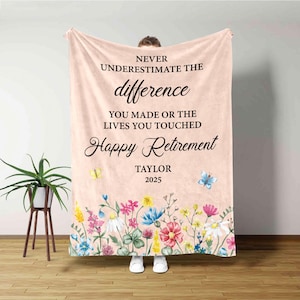 Custom Retirement Blanket, Retirement Blanket for Boss Coworker, Officially Retired Gift For Women, Nurse Retirement-Teacher Retirement Gift