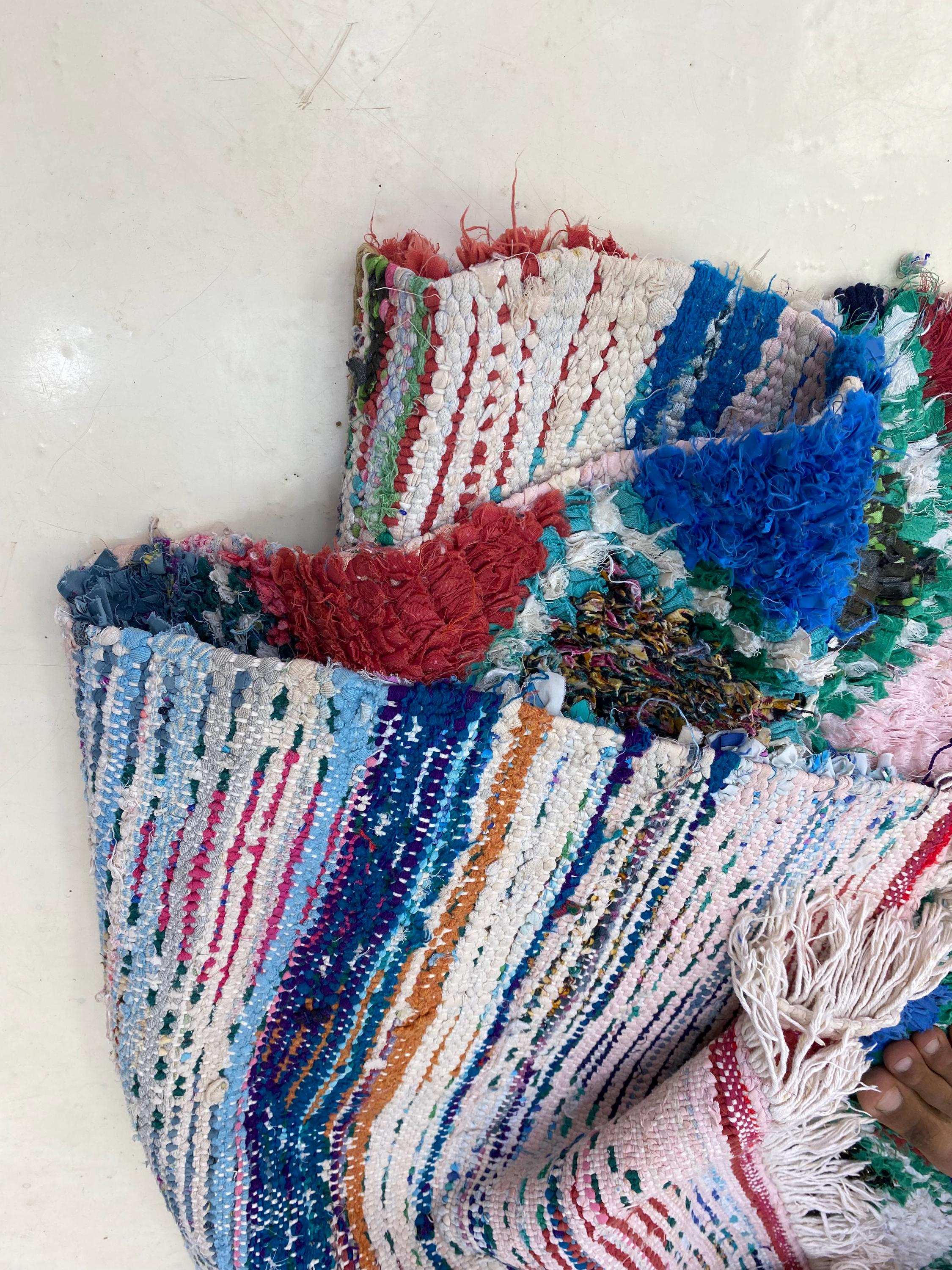 MOROCCAN RUG - Boucherouite Rug - Moroccan Vintage Rug - Free