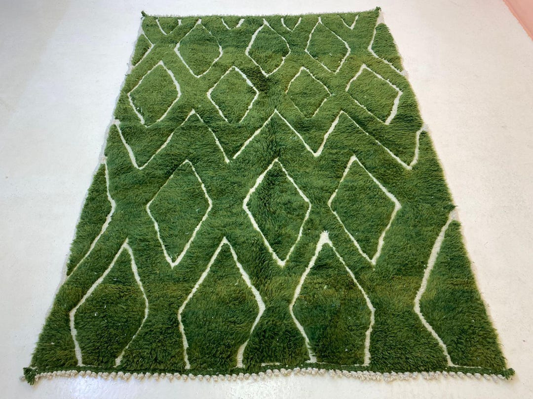Greenarbic Rug Patterns Moroccan Berber Rug: Green Diamond Pattern, Soft Wool Blend - Etsy