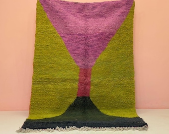 Moroccan Berber Rug: Handmade Wool and Cotton Checkered Carpet