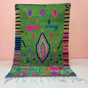 Custom Berber Woven Carpet-Beni Ourain Cosy Rug- Colorful Boujaad Berber Area Carpet- Handmade Wool Rug-Traditional Moroccan New Wool Carpet