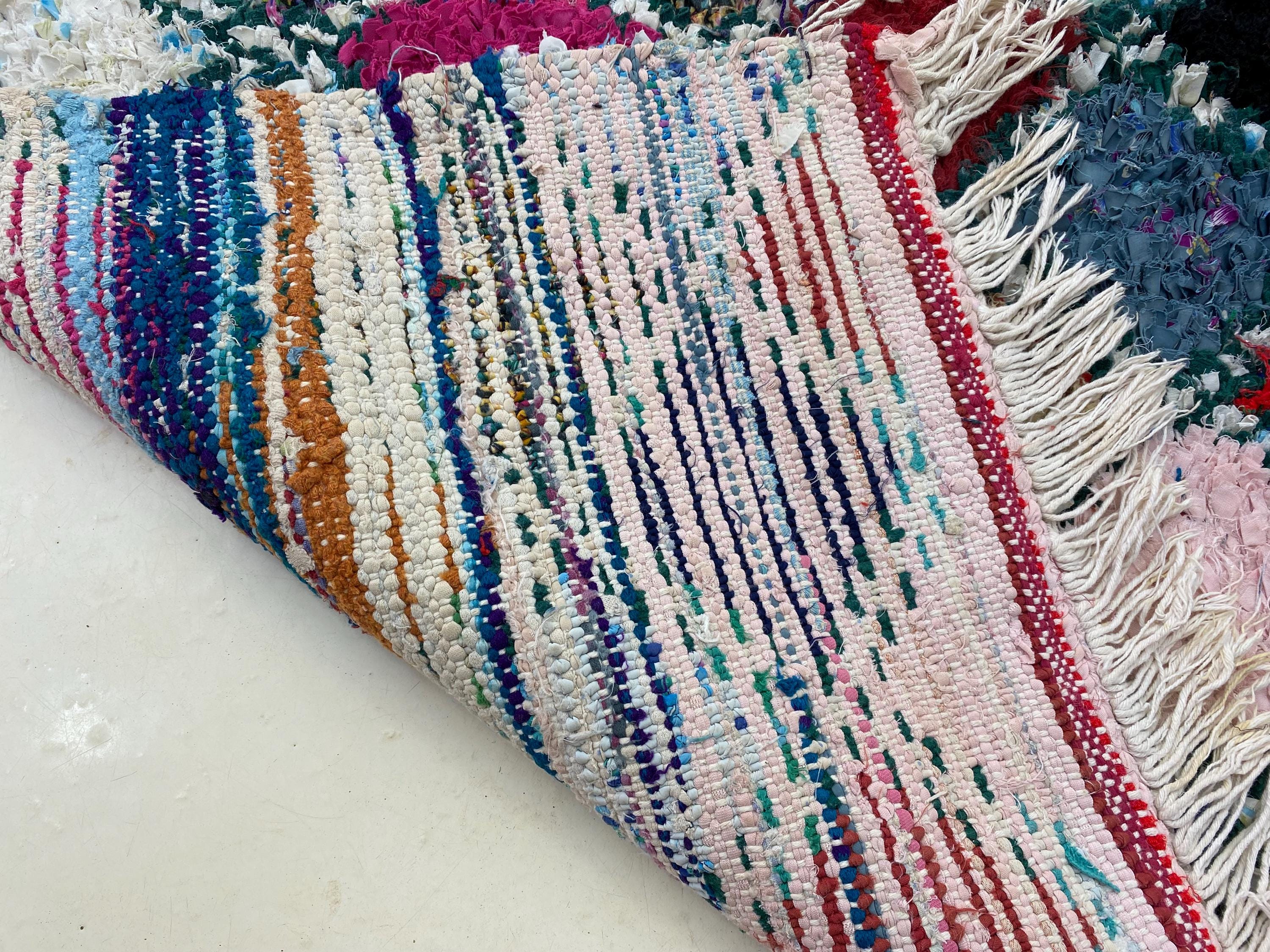 MOROCCAN RUG - Boucherouite Rug - Moroccan Vintage Rug - Free