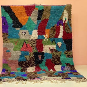 Amazing Boujaad Rug - Authentic Berber Rug - Bohemian Style Rug For Living Room - Handmade Morrocan Rug - Multicolored Rug - M’rirt carpet