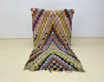Berber Wollteppich: Vintage Marokkanischer Stil (Handgemacht, Bunt)