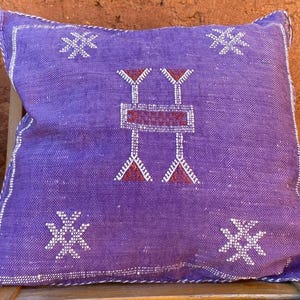 Purple Moroccan Silk Pillow Cover - Handmade Boho Cushion