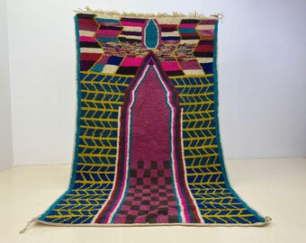 Multicolored Rug For Living Room - Custom Fabulous Boujaad Rug - Beni Ourain Handmade Rug - Moroccan Berber Traditional Carpet