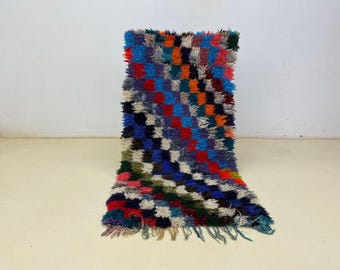 Alfombra bereber: auténtica decoración bohemia marroquí (1,5 x 0,6 m, anudada a mano)