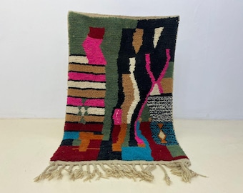 Multicolored Rug For Living Room - Custom Fabulous Boujaad Rug - Beni Ourain Handmade Rug - Moroccan Berber Traditional Carpet
