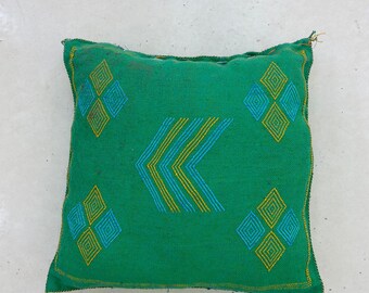 Moroccan Boho Pillow: Handmade Cactus Silk Cover, 50x50cm