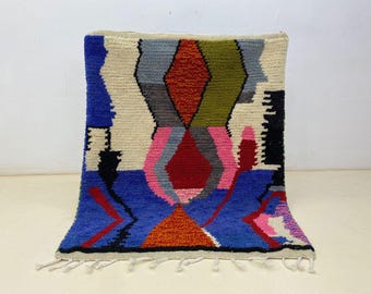 Multicolored Rug For Living Room - Custom Fabulous Boujaad Rug - Beni Ourain Handmade Rug - Moroccan Berber Traditional