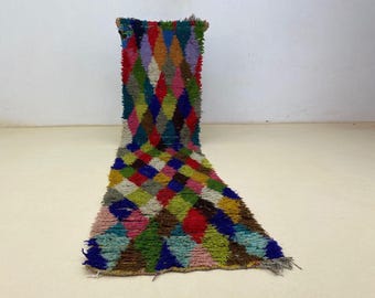 ボヘミアンウールカーペット、ナローランナー、ヴィンテージスタイル