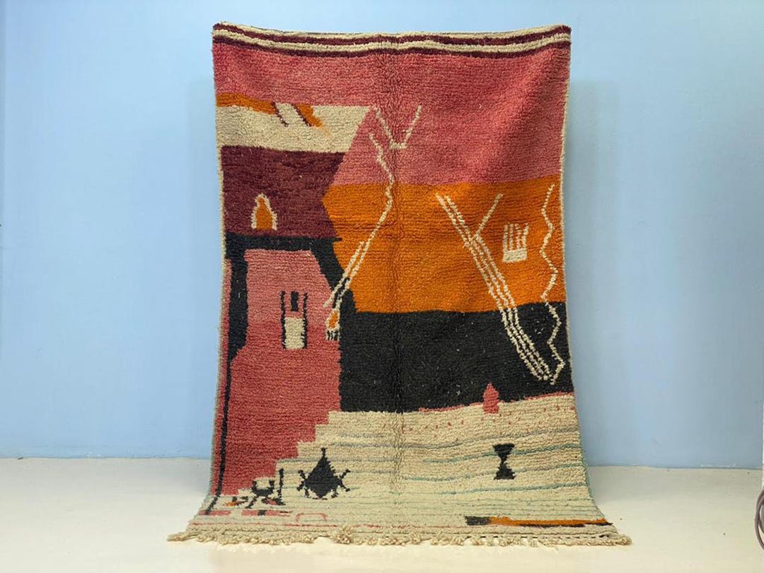 Moroccan Pink Rug - Pink Diamond Rug - Handmade Morrocan Rug, Authentic ...