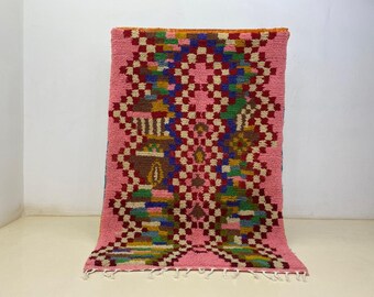 Multicolored Rug For Living Room - Custom Fabulous Boujaad Rug - Beni Ourain Handmade Rug - Moroccan Berber Traditional Carpet
