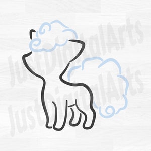 Alolan Vulpix Pokémon-kontur - Digital nedladdning, direktnedladdning, svg, png, jpg ingår