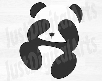 May include: A black and white stylized illustration of a panda bear with its paws covering its eyes. The panda is facing the viewer.