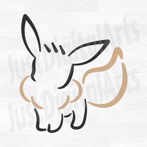Eevee Pokemon Outline - Digital Download, Instant Download, svg, png, jpg included