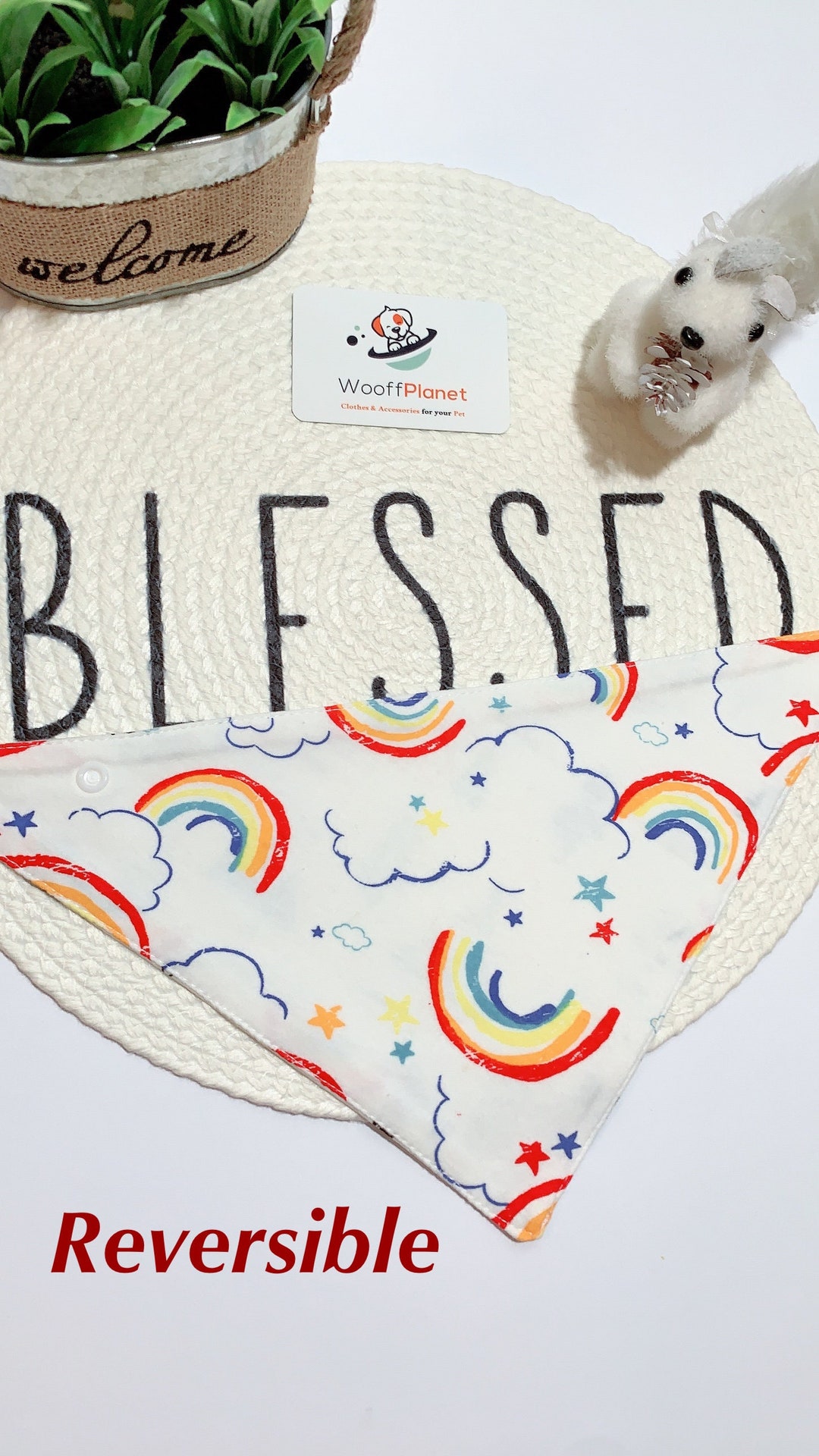 Dog Bandana Reversible Bandana Button Snap on Dog Bandana Dog Scarf Dog