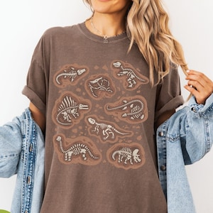 Dinosaur Skeleton Fossil T-Shirt, Aesthetic Tee, Dinosaur Gifts, Paleontology, Science Teacher Shirts, Boho Tees, Comfort Colors