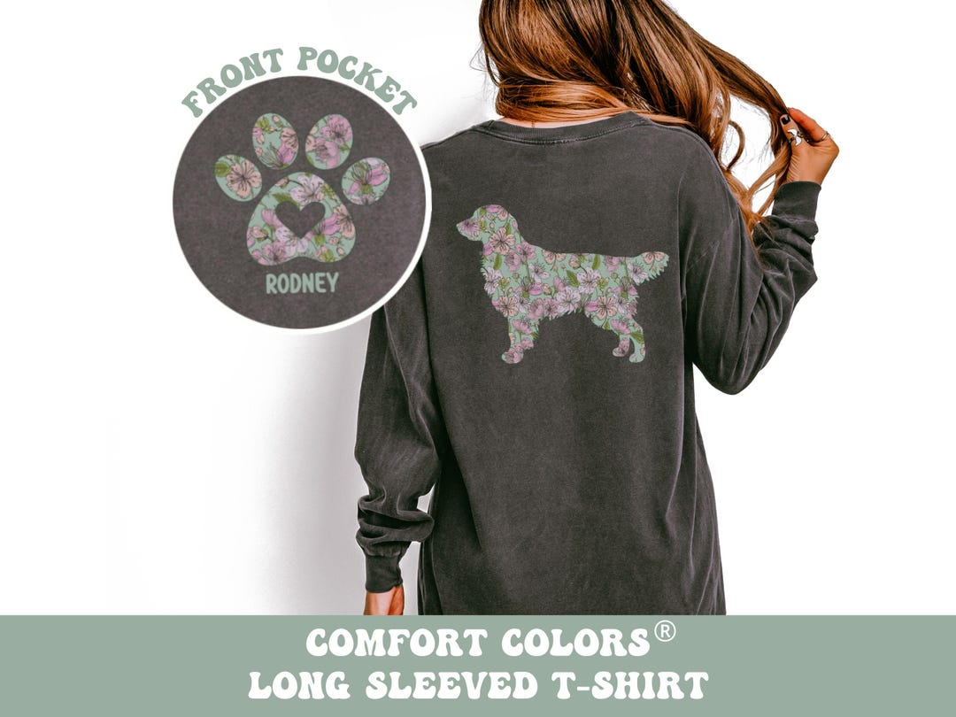 Custom Golden Retriever Cherry Blossom Comfort Colors® Long Sleeve ...