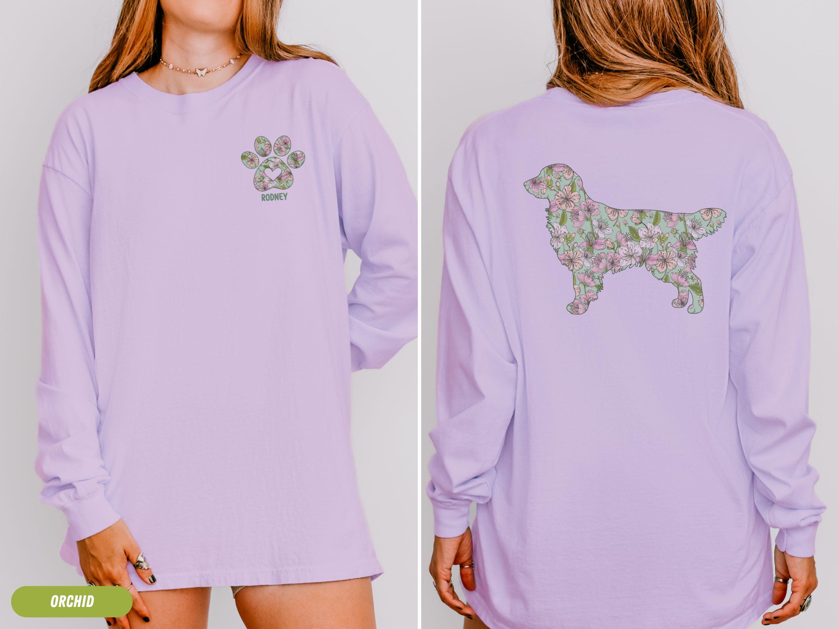 Custom Golden Retriever Cherry Blossom Comfort Colors® Long Sleeve ...