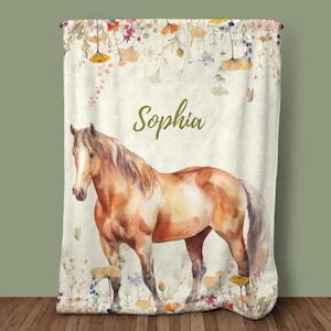 Custom Horse Blanket With Name For Horse Lovers Gift for Horse Rider Personalized Girls Horse Blanket Horse Name Blanket Equestrian Gifts