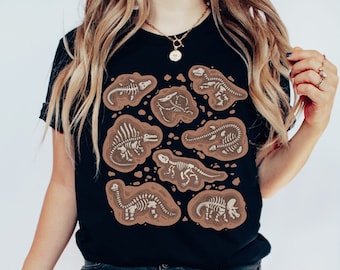 Dinosaur Skeleton Fossil Shirt, Aesthetic Tee Dinosaur Gifts, Paleontology, Science Teacher Shirts, Boho Tees, Archeology Gifts Dino Lover