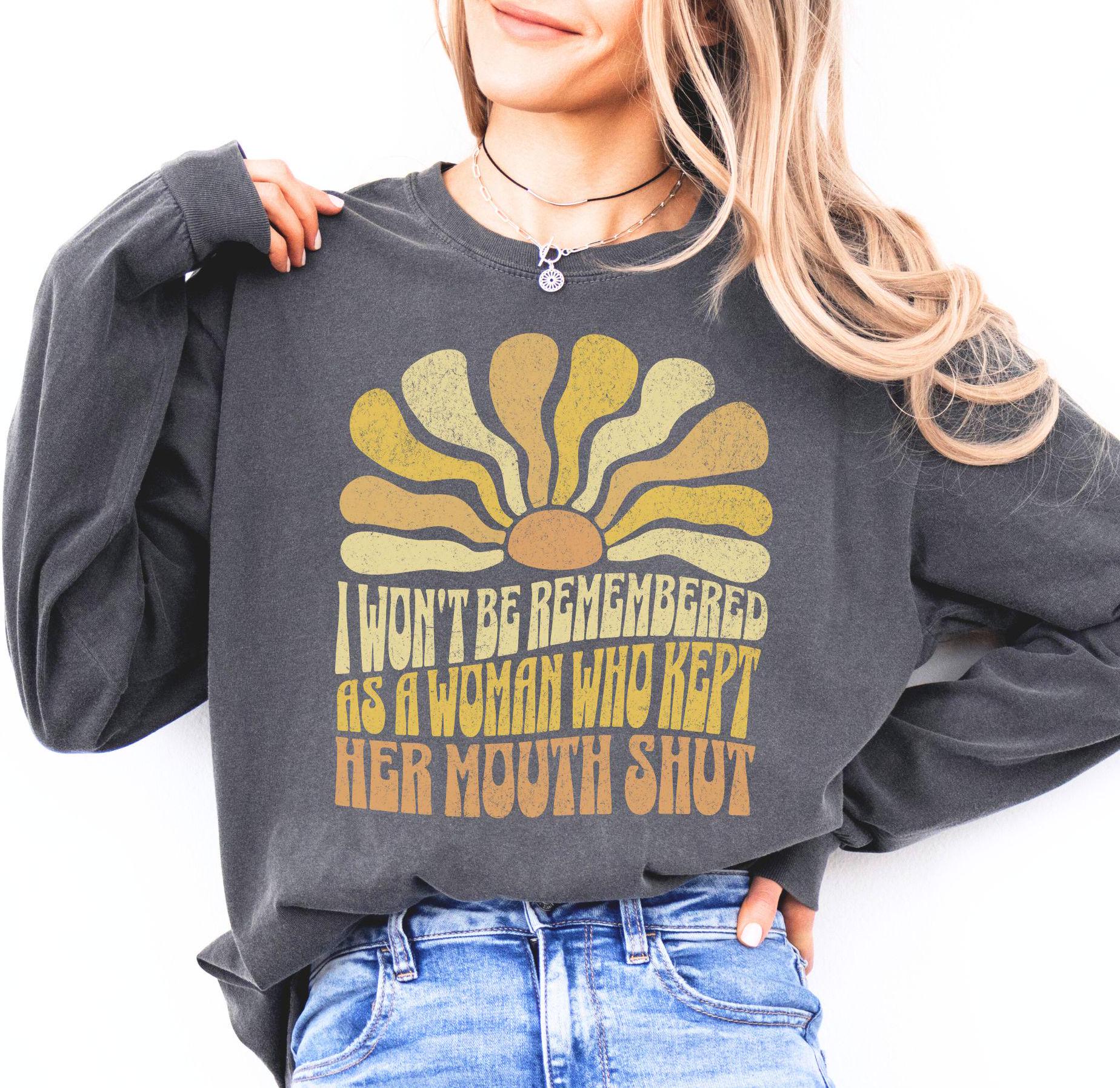 Women's Floral Resist Fascism V-Neck Long Sleeve Shirt - Graphic Tee With Humorous Alphabet Print | Poly Blend Casual Top