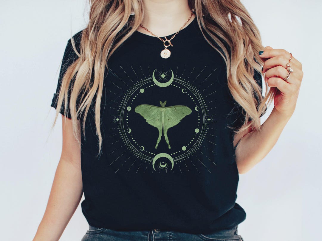 Luna Moth Shirt Celestial Gifts Moon Phase Tee Witchy T Shirts Mystical ...