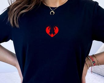 Hummer-Herz-T-Shirt | Besticktes Shirt | Süßes Sommer Shirt