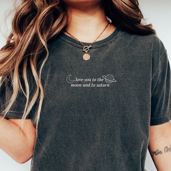 Embroidered Love You To The Moon And To Saturn T-Shirt, Midnights T Shirt, Meet Me At Midnight, All Too Well, Take Me To The Lakes, Folklore