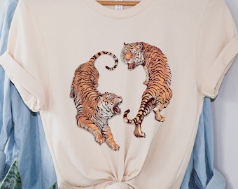 Tiger Shirt | Big Cats Graphic Tee | Vintage Animal T Shirt | Statement Grunge Tee | Wildlife Shirt