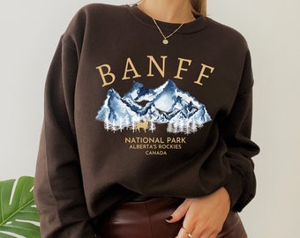 Banff National Park Sweatshirt | Vintage Mountain Graphic Crewneck | Hiking Nature Lover Sweatshirt