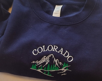 Embroidered Colorado Sweatshirt, Embroidered Hoodie, Embroidered Shirt, Custom Embroidery, Mountain Sweatshirt, Hiking Gifts For Her