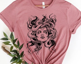 Women&#39;s Medusa T-Shirt, Medusa Shirt, Greek Mythology Shirt, Greek Goddess Shirt, Witchy Woman Shirt, Witchy Clothing Gifts, Dark Academia