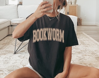 T-shirt met boekenwurm | Book Lover-shirt | Grafisch T-shirt Reader | Cadeaus voor lezers