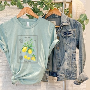 Women&#39;s Lemon T-Shirt, Lemon Shirt, Lemon Print, Fruit Shirt, Cottagecore Clothing, Cottagecore Shirt, Aesthetic Clothes, Aesthetic Shirt