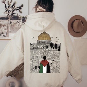 PALESTINE FUNDRAISER - 75% of all profits go to Palestine - Palestine Al Aqsa Mosque Hoodie, Free Palestine Flag Back Print Hoodie