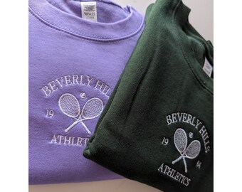 Embroidered Beverly Hills Tennis Club Sweatshirt, Vintage Style, Embroidered Crewneck, Embroidered Hoodie, Tennis Gifts, Tennis Sweatshirt
