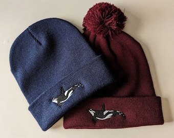 Embroidered Orca Beanie | Orca Hat | Killer Whale Beanie | Animal Beanie Hat | Winter Beanie