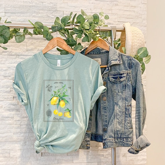 Vintage Lemon T-shirt | Botanical Citrus Shirt | Lemon Graphic Tee