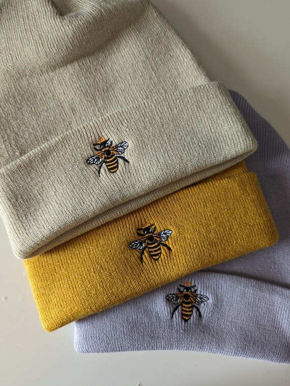 Embroidered Queen Bee Beanie | Warm Autumn Winter Hats - Etsy display picture 3
