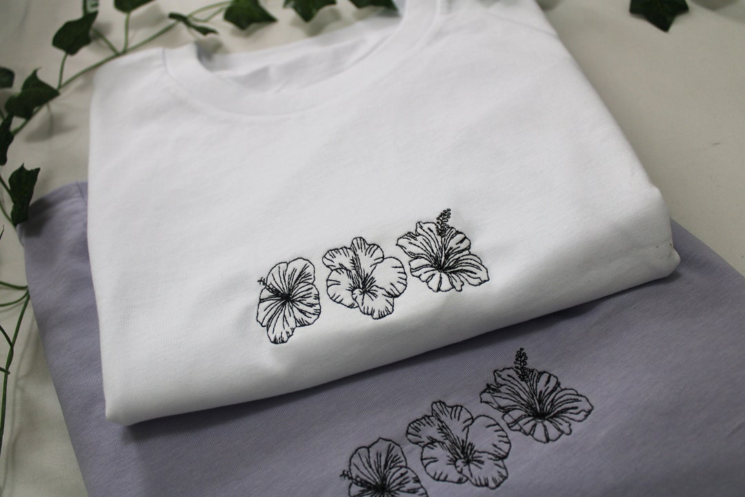 Floral USA Embroidered Tee