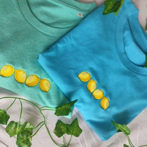 Embroidered Lemons T-Shirt, Embroidered Lemon Shirt, Fruit Shirt, Summer T Shirt, Cute T Shirt, Cottagecore Clothing, Cottagecore Shirt