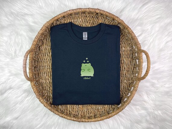 Embroidered Frog Shirt | Cute Frog Shirt | Ribbit Frog Embroidery | Cottagecore Frog Shirt | Frog Lover Gift | Cute Animal Tee