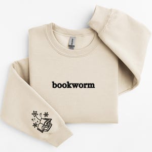 Embroidered Bookworm Sweatshirt, Floral Book Sleeve Sweatshirt, Bookish Gifts, Book Lover Gift, Book Sweater, Floral Book Shirt