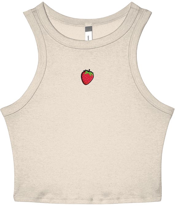 Camiseta de tirantes con fresa bordada, bonita camiseta de