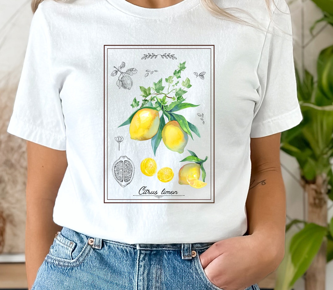 Vintage Lemon T-shirt | Botanical Citrus Shirt | Lemon Graphic Tee
