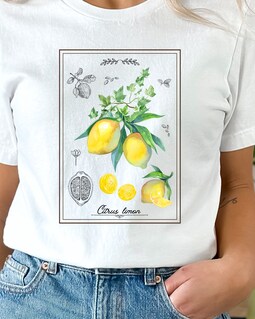 Vintage Lemon T-shirt | Botanical Citrus Shirt | Lemon Graphic Tee