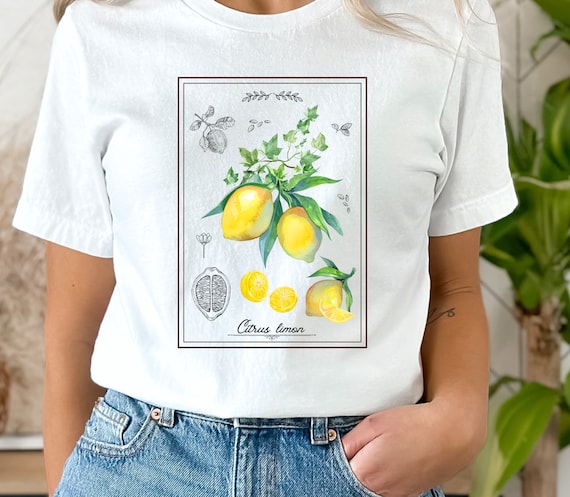 Vintage Lemon T-Shirt | Botanical Citrus Shirt | Lemon Graphic Tee | Italian Summer Shirt | Fruit Illustration Tee
